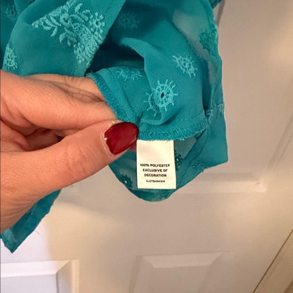Teal Women's Sheer Blouse - Picture 6 of 7